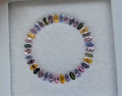 Safire multicolore hexagon alungit 3.2mm
